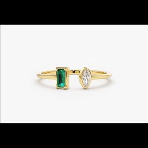 Ferkos Jewelry 14k Yellow Gold Emerald Cuff Ring Size 7